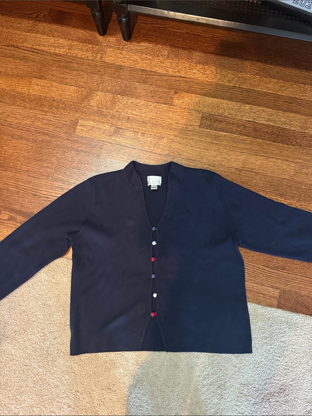 Navy Button-Front Sweater Cardigan